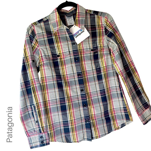 NWT | PATAGONIA WOMEN’S PLAID OVERCAST SHIRT LONG SLEEVE BUTTON FRONT| SIZE: 0 - Picture 1 of 10